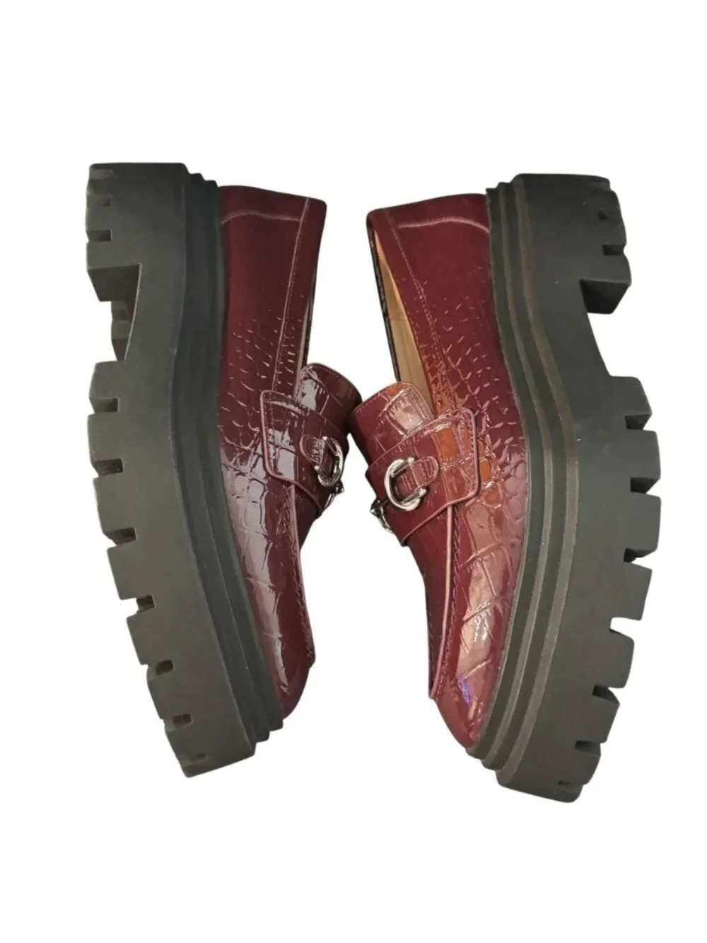 Stuart Weitzman Owen Buckle Ultra Lug Loafer Women's Burgundy Shoe 5.5B NWOB